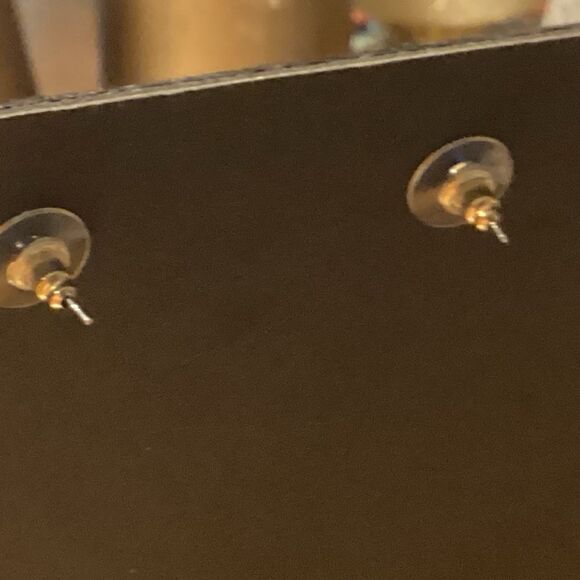 White Mother of Pearl Goldtone Bezel Set Square Earrings - Picture 5 of 9